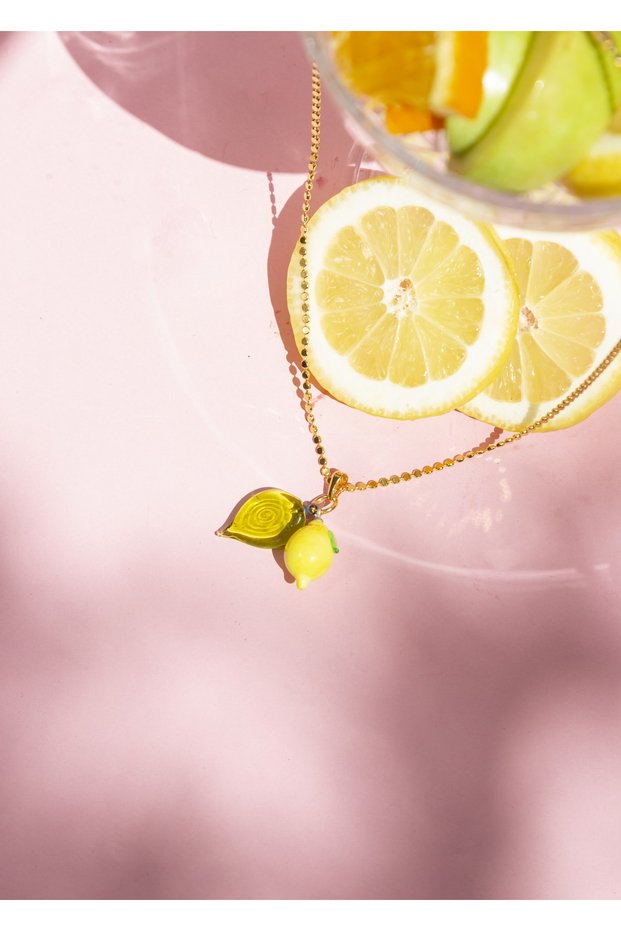 Murano Yapraklı Limon Kolye