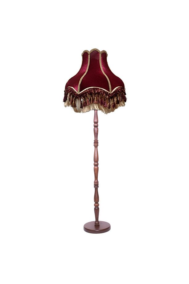 Bordo Vintage Lambader Kadife Kumaş Kaplama Ahşap Gold Kaplama Ayak Lm0122 - 1