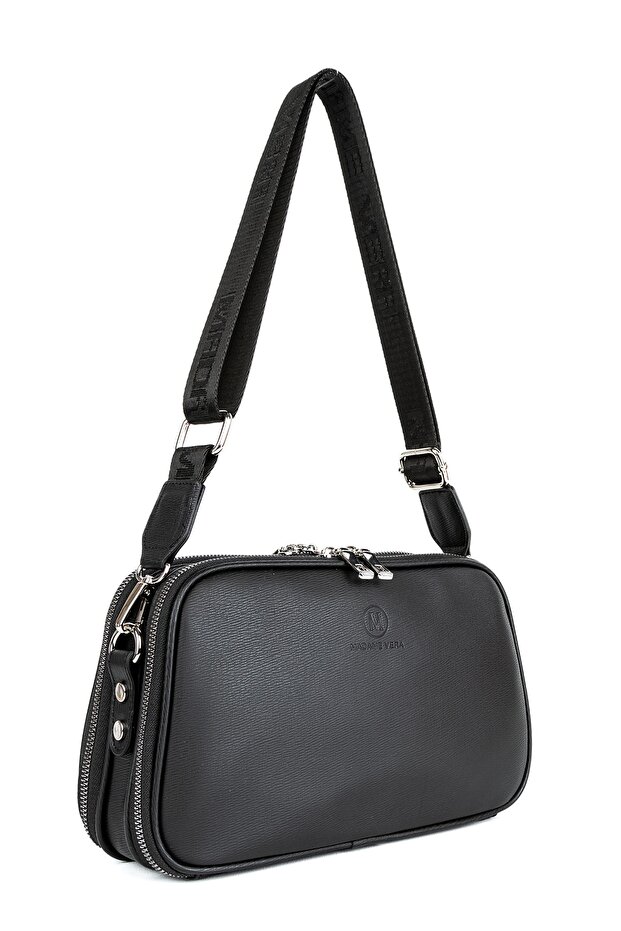 Women's Black Three-Eye Crossbody Shoulder Bag Mv015