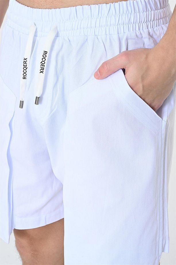 R-4302 Bel Lastikli Körüklü Ön Cep Detaylı Gabardin Şort - 4