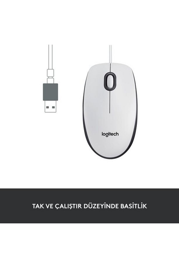 M100 Kablolu 1.000 Dpi Usb Optik Mouse - Beyaz - 2