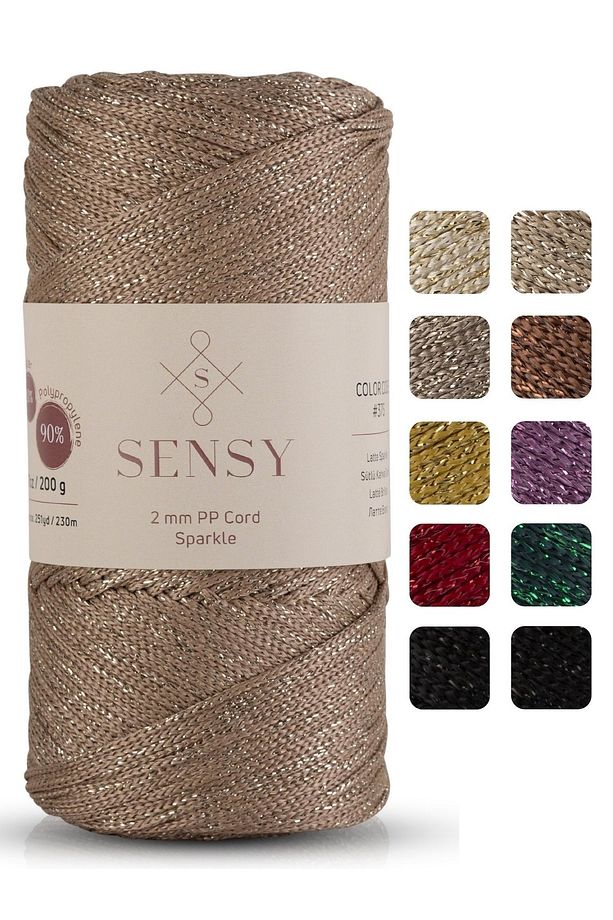 Premium Simli 200 Gr Polyester Makrome Ipi Sütlü Kahve 2 Mm - 230 M Supla Ip ve çanta ipliği - 1