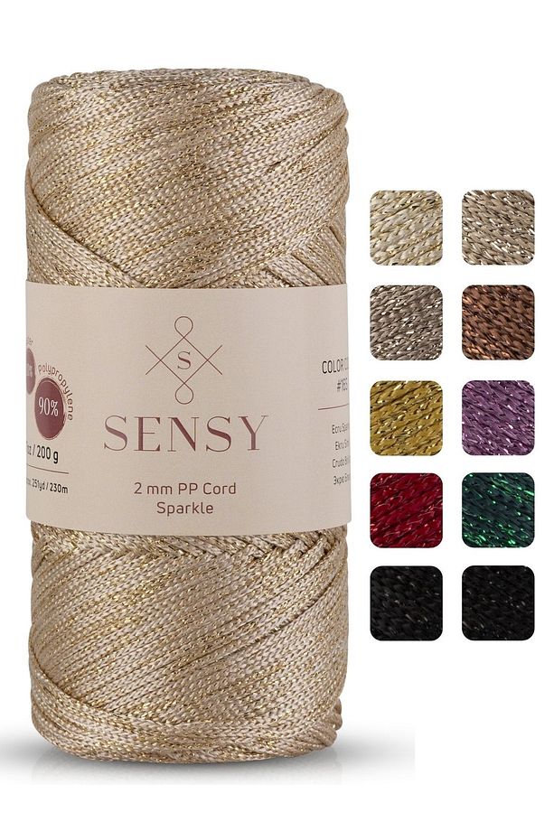 Premium Simli 200 Gr Polyester Makrome Ipi Ekru 2 Mm - 230 M Supla Ip ve çanta ipliği - 1