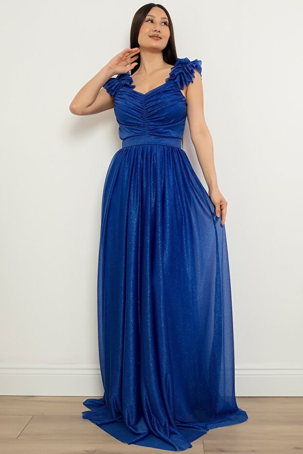 Omuz Detaylı Simli Elbise 13418 - 6