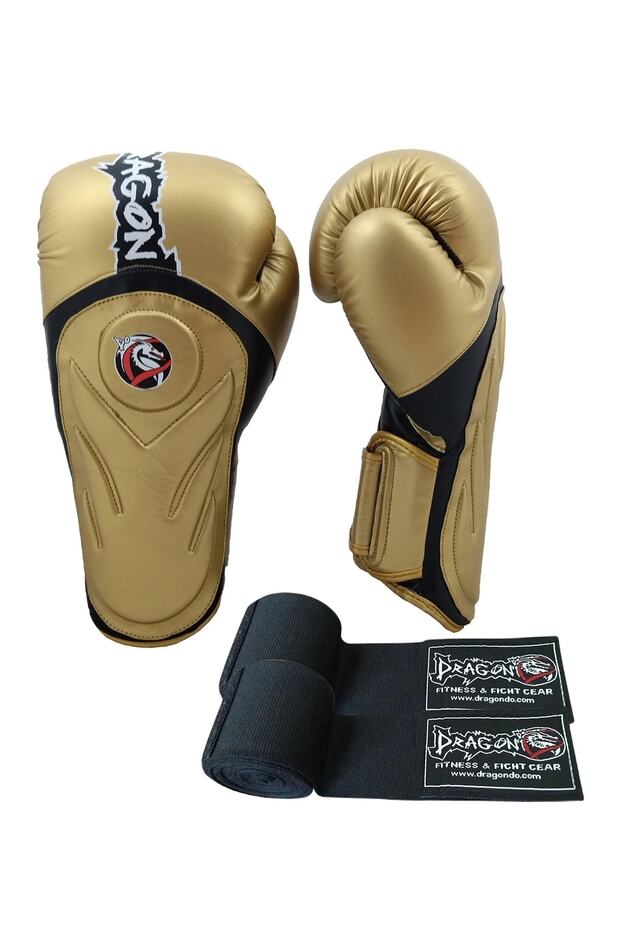 Gold Tepito Boks Eldiveni 12 Oz Ve 3.5 Metre Boks Bandajı Set Boks Seti - 1