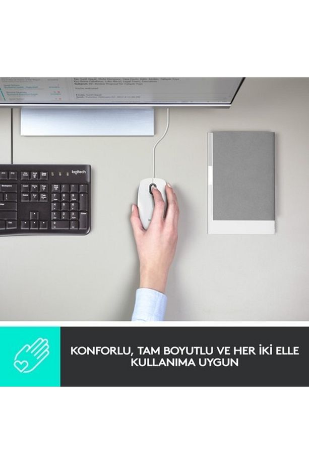M100 Kablolu 1.000 Dpi Usb Optik Mouse - Beyaz - 5