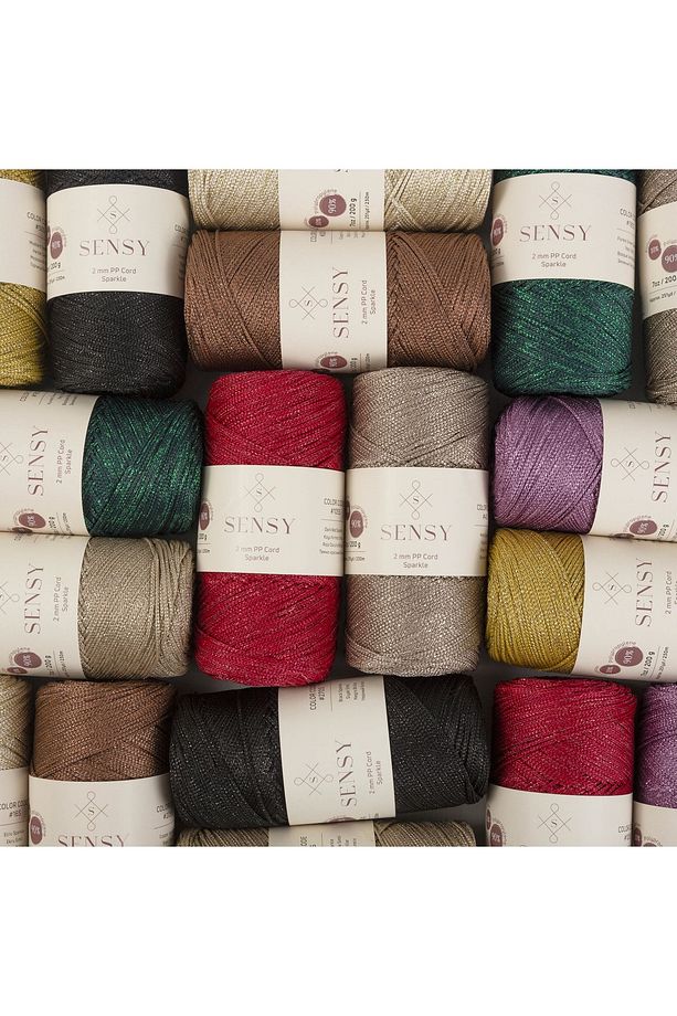 Premium Simli 200 Gr Polyester Makrome Ipi Vizon 2 Mm - 230 M Supla Ip ve çanta ipliği - 6