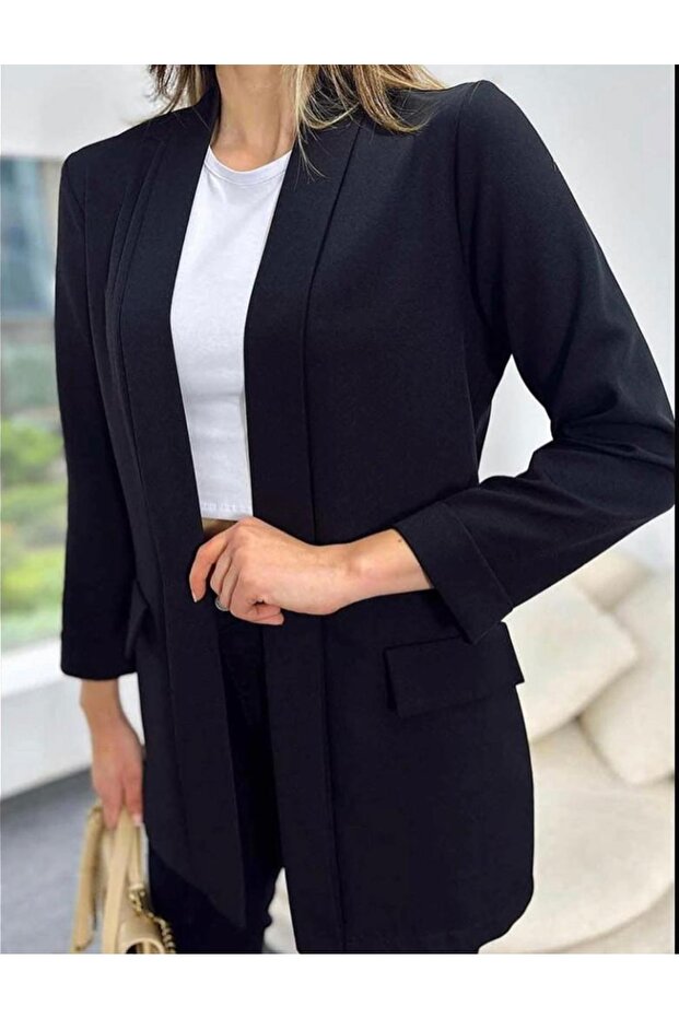 Kadın Dabıl Kumaş Blazer Ceket - 4