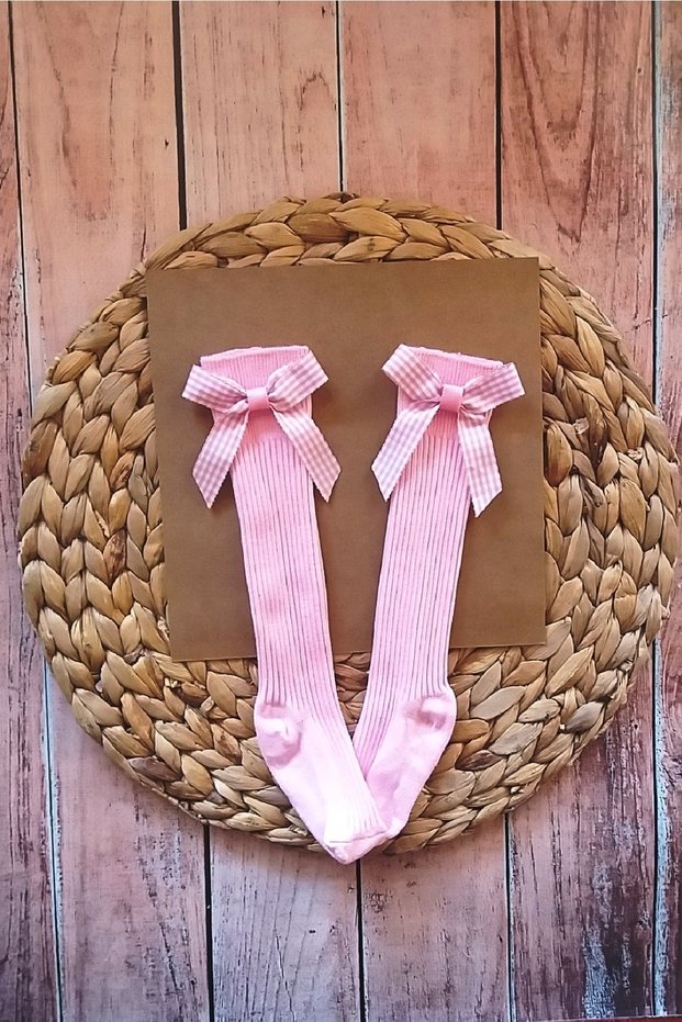 Baby Girl Plaid Ribbon Knee Socks Fancy Knee Socks
