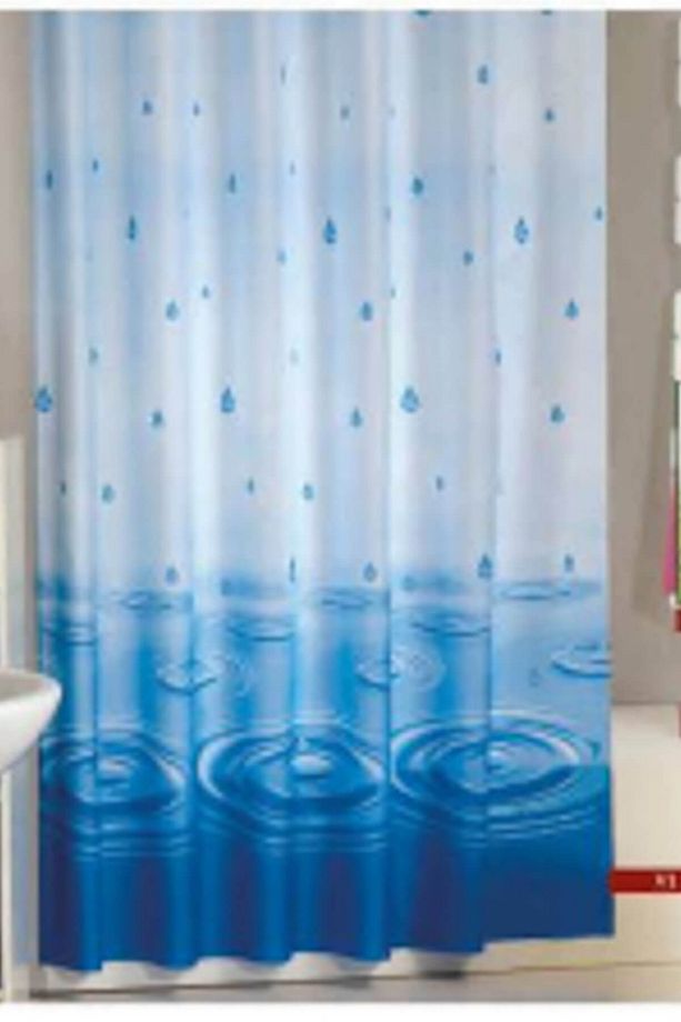 Banyo Duş Perdesi 5020 Çift Kanat Mavi 2x120x200 Duşakabin Perdesi - 1