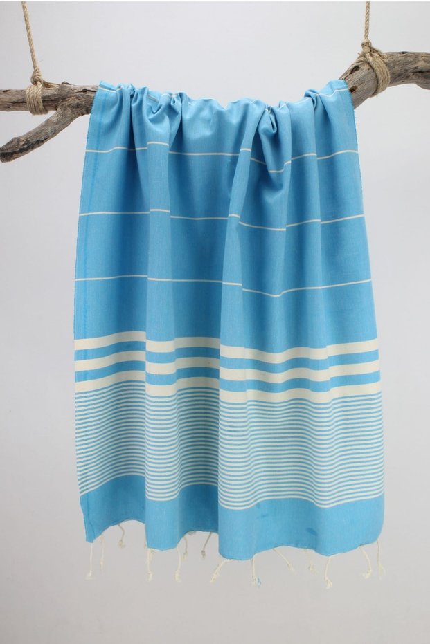 Peshtemal Route Striped Turquoise Pst287