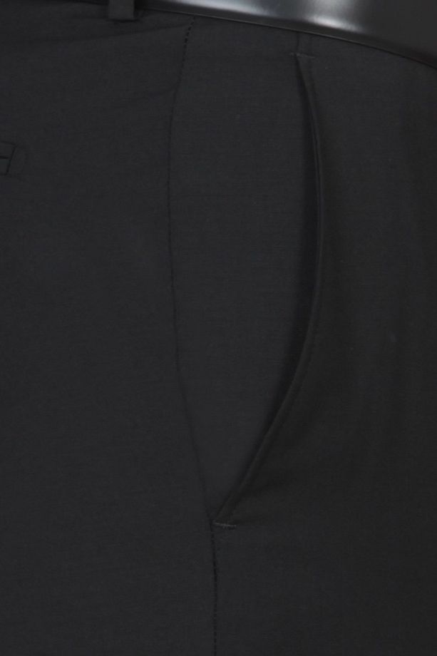 Siyah Düz Dokuma Slim Fit Klasik Yün Karışımlı Pantolon - 4