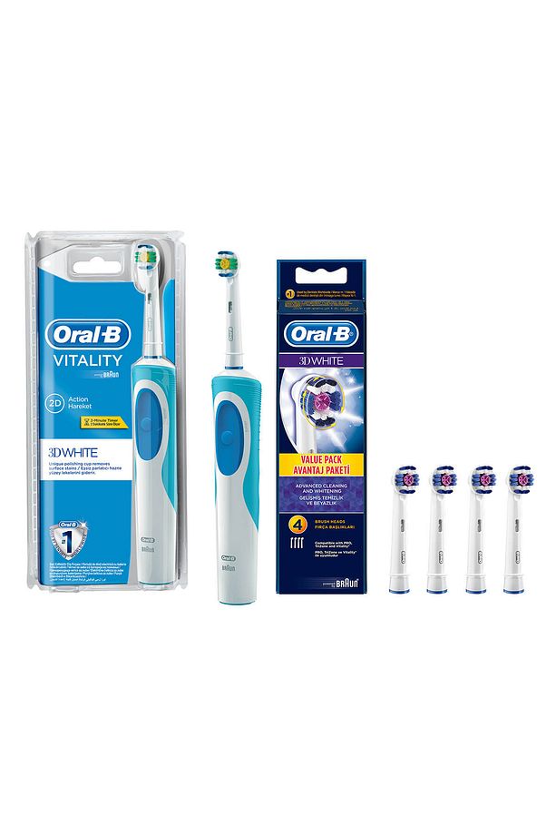 Vitality Şarj Edilebilir Diş Fırçası 3D White +Diş Fırçası Yedek Başlığı Pro White 4 Adet - 2