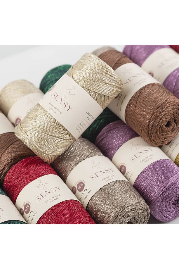 Premium Simli 200 Gr Polyester Makrome Ipi Vizon 2 Mm - 230 M Supla Ip ve çanta ipliği - 9