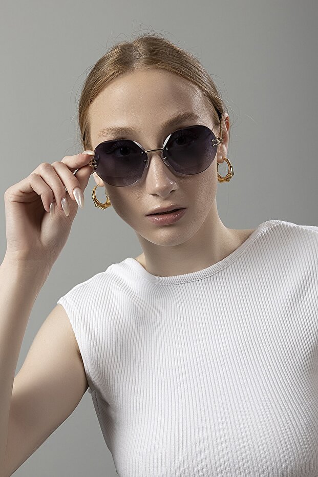 Kristály kerek női napszemüveg fekete színű - 3