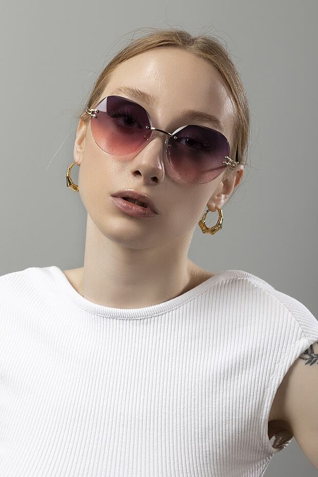 Kristály kerek női napszemüveg rózsaszín - 2