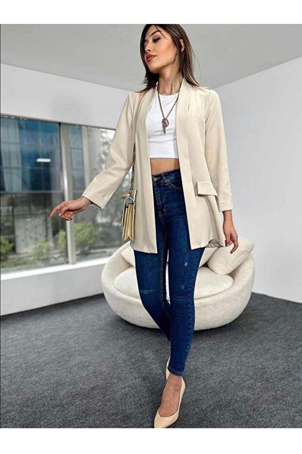 Kadın Dabıl Kumaş Blazer Ceket