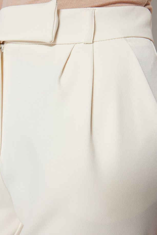 Krem Blazer Ceket-Pantolon Dokuma Alt-Üst Takım TCTAW23US00132 - 7