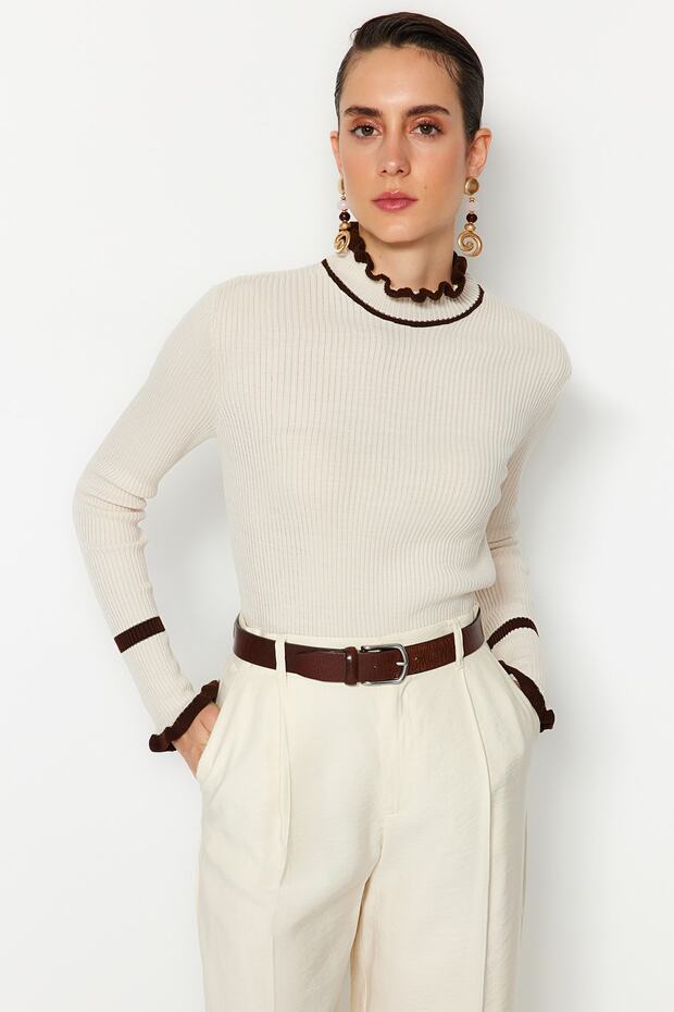 Strickpullover mit Blockfarben in Stein TWOAW22KZ1250 - 1