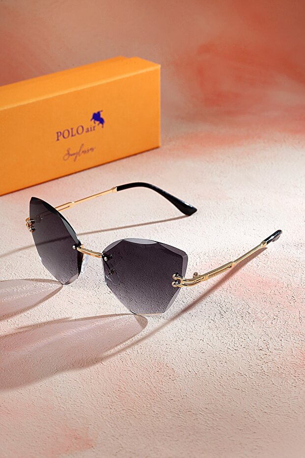 Kryształowe okulary przeciwsłoneczne Cat Eye ze szkła w kolorze czarnym - 1