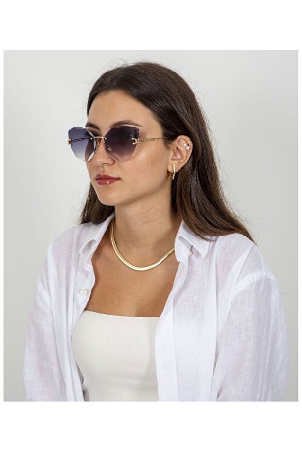 Kryształowe okulary przeciwsłoneczne Cat Eye ze szkła w kolorze czarnym - 3