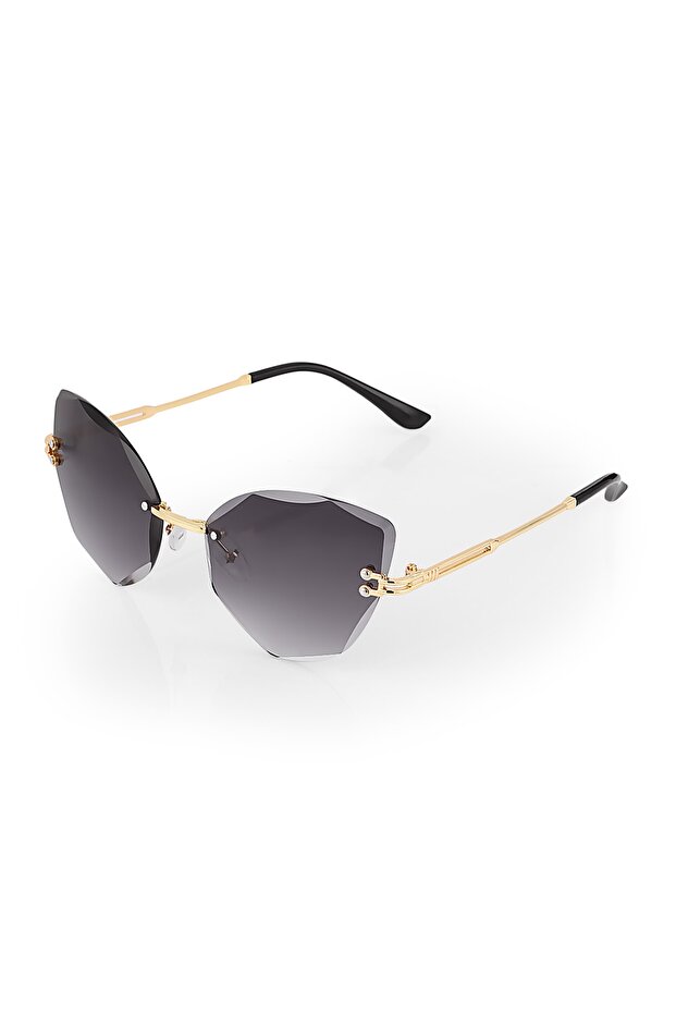 Kryształowe okulary przeciwsłoneczne Cat Eye ze szkła w kolorze czarnym - 6