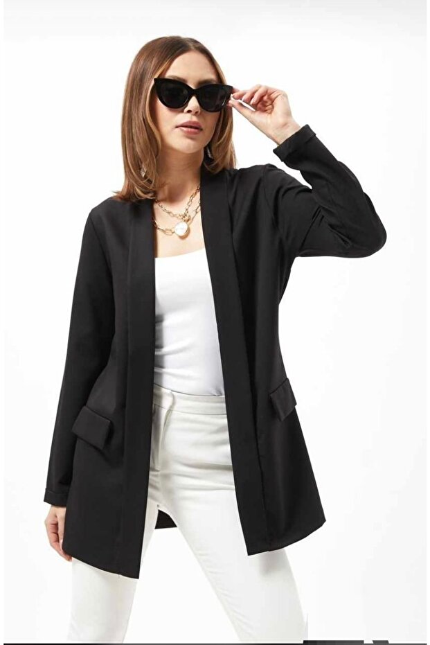 Kadın Dabıl Kumaş Blazer Ceket - 5