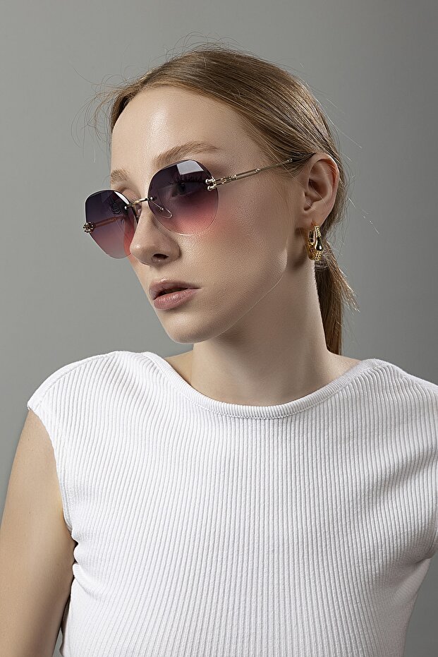 Kristály kerek női napszemüveg rózsaszín - 4