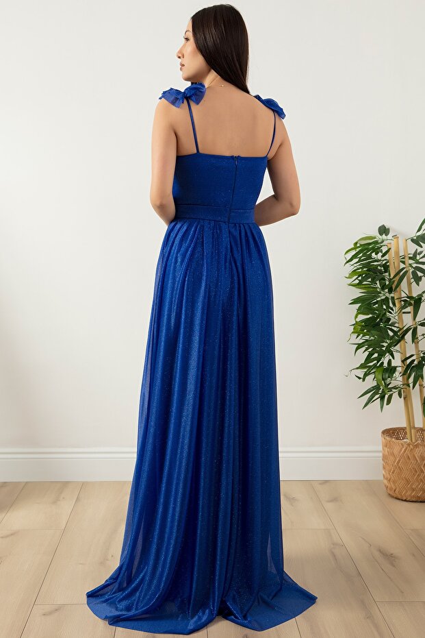 Omuz Detaylı Simli Elbise 13418 - 7