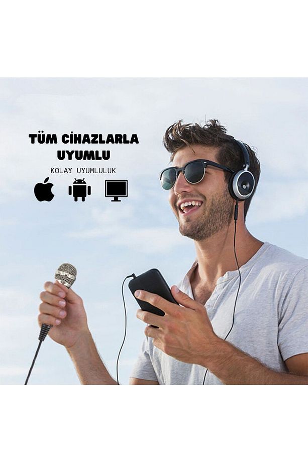 Kayıt Mikrofonu Kondenser Bilgisayar Cep Telefonu Uyumlu Tripodlu Kareoke Podcast Youtuber - 5