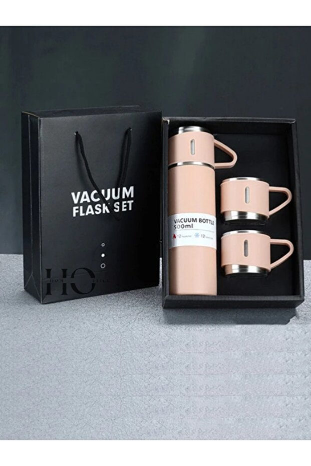 Stainless Steel Thermos Color 3-Cup Thermos Set Vacuum Thermos Set with Bag Gift