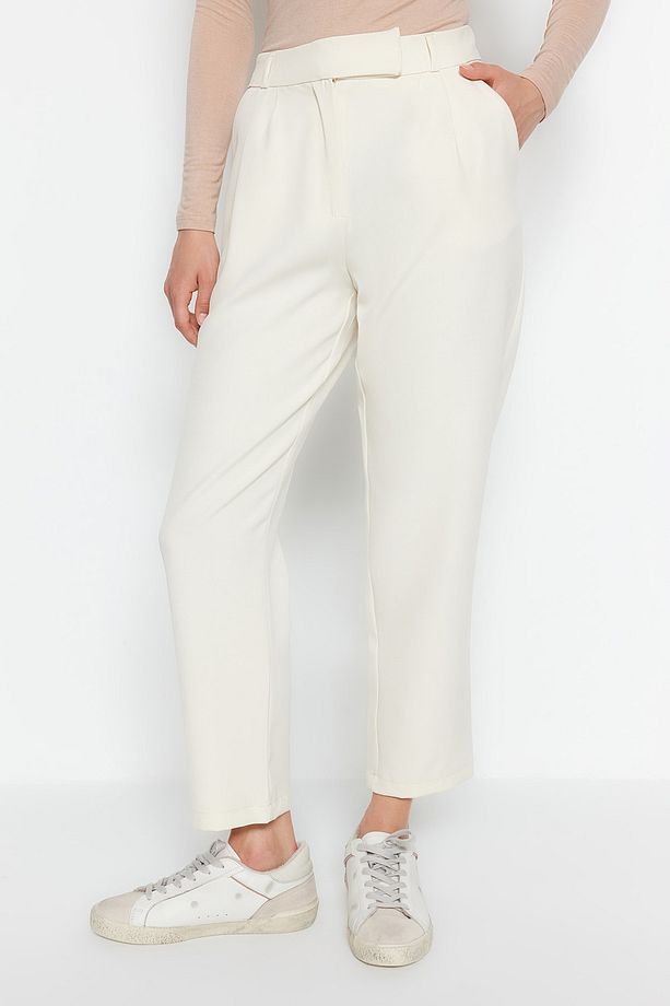 Krem Blazer Ceket-Pantolon Dokuma Alt-Üst Takım TCTAW23US00132 - 6