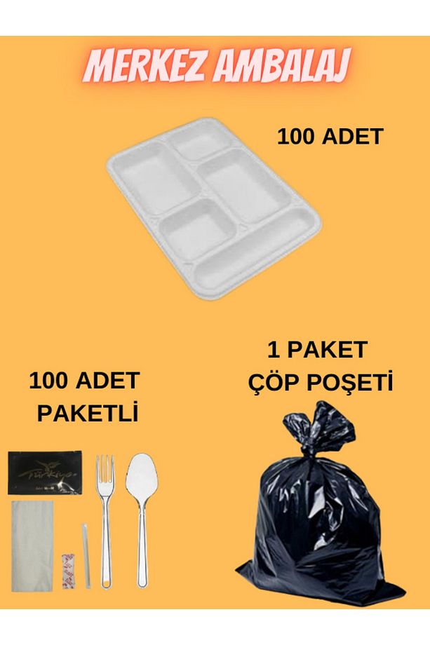 5 Gözlü Köpük Tabldot Tabak (mod/27) / 100 Adet - 1