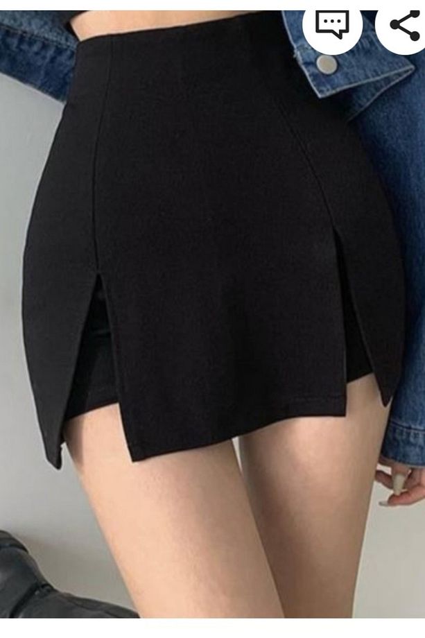 Siyah Mini Şort Etek Çelik Örme - 5