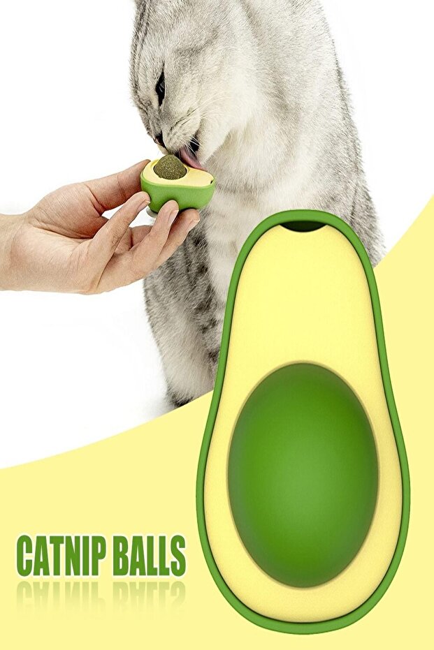 Avocado Shaped Adhesive Cat Grass Avocado Catnip 360 Degree Rotating Catnip Cat Toy - 5