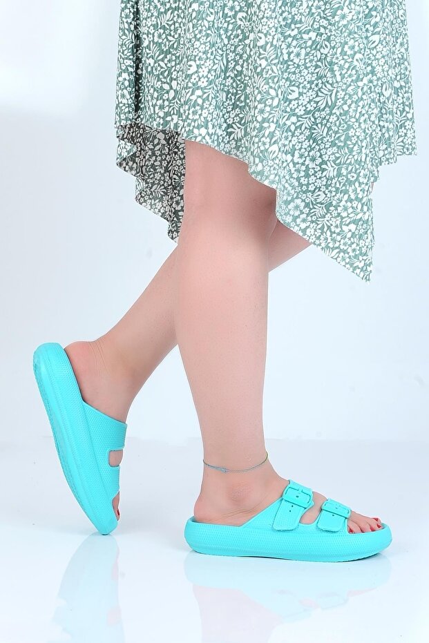 E-800-1 Double Buckle Eva Women's Flat Slippers