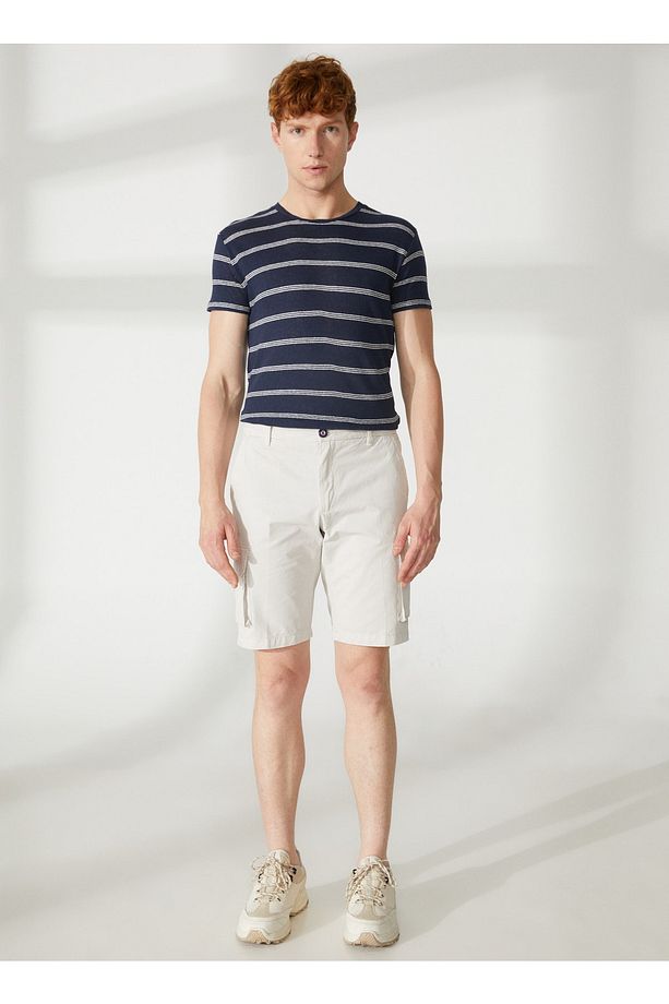 Normal Bel Slim Fit Taş Erkek Bermuda Şort Fmellısstone - 2