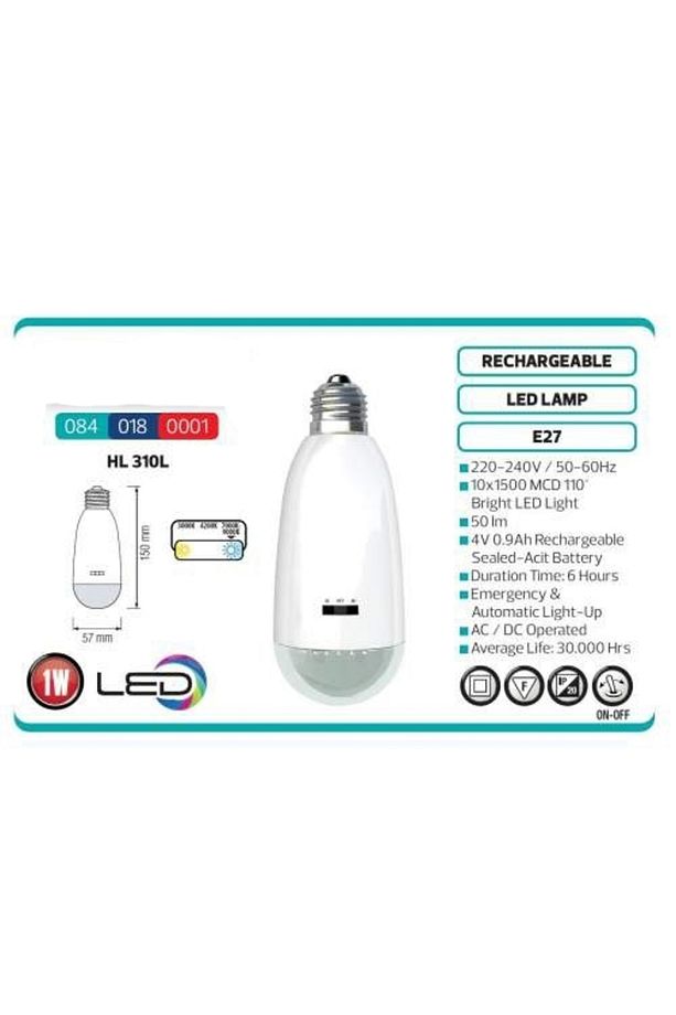 Şarjlı Led Ampul Hl310l Ledli Şarjlı Ampul Işıldak - 3