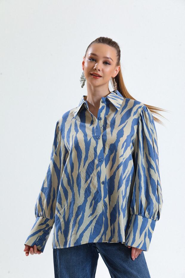 Buttoned Patterned Shirt - 3