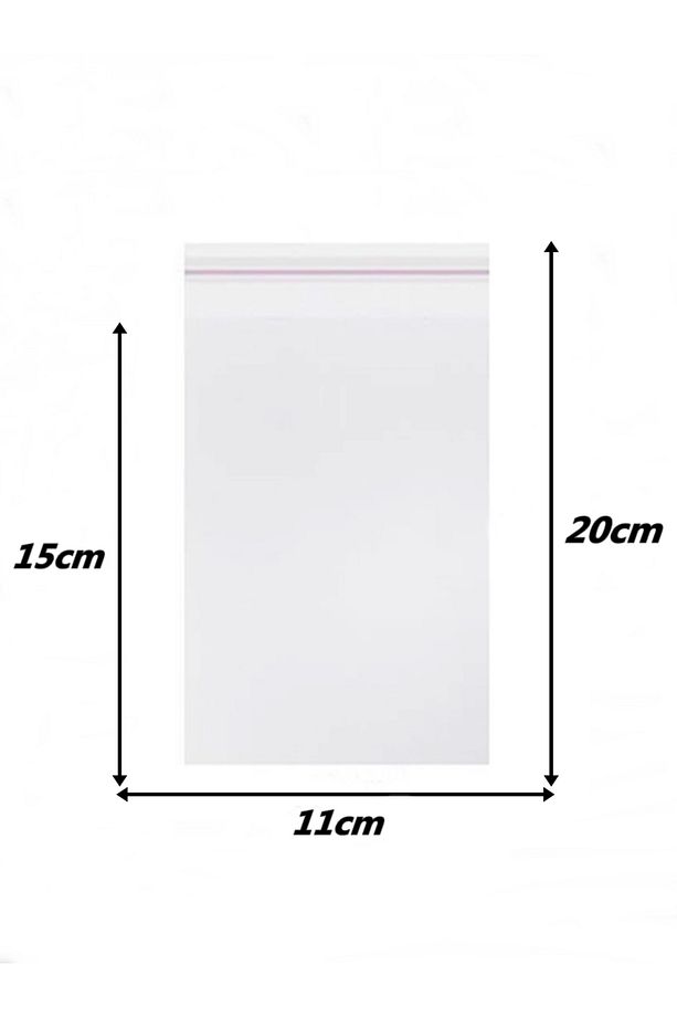 100 Adet 11x20 Bantlı Parlak Jelatin Poşet 11*20 - 6