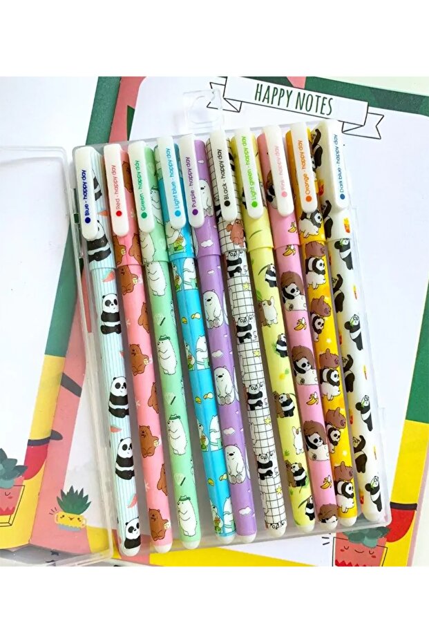 Sweetie Sweet Panda Designed 10 Different Color Gel Pens Set in a Special Box