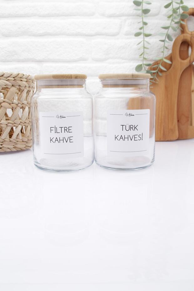 Glass Turkish Coffee-filter Coffee Storage Jar with Bamboo Lid 890ml