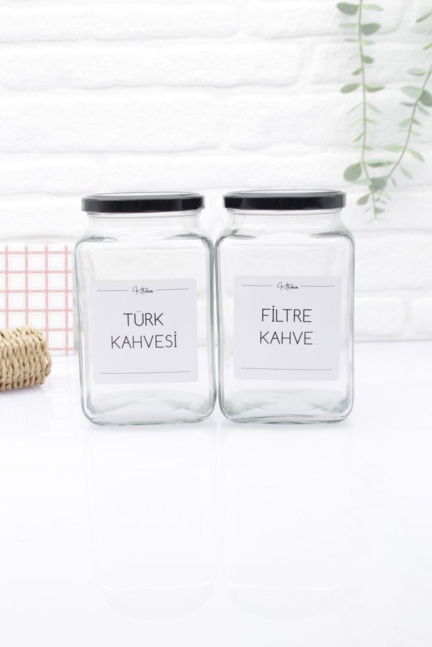 Black Lid Glass Turkish Coffee-filter Coffee Storage Jar 1000ml
