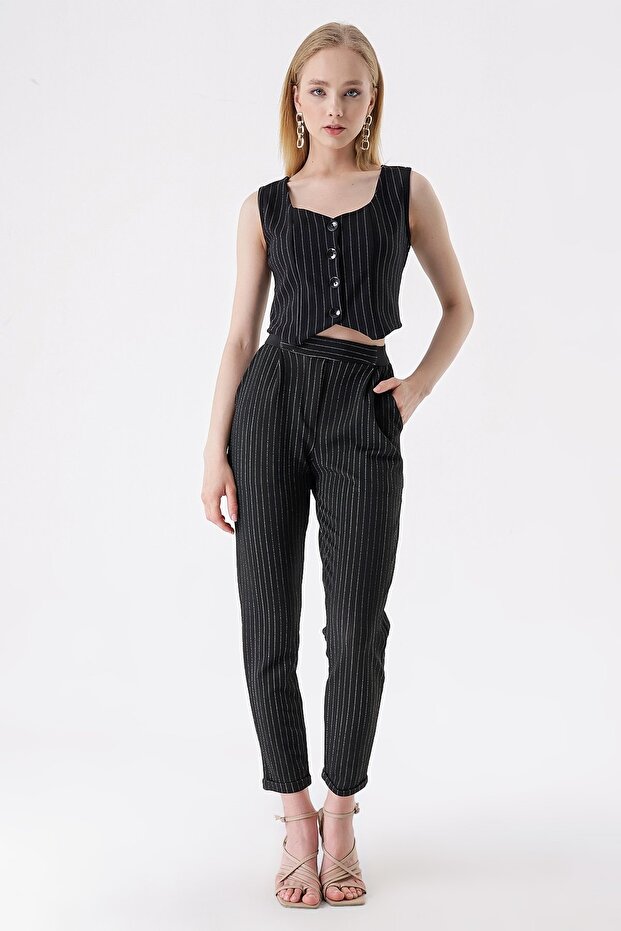 Double Leg Striped Trousers