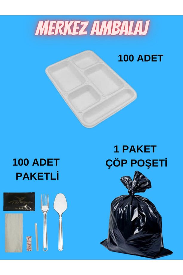 5 Gözlü Köpük Tabldot Tabak (mod/27) / 100 Adet - 2
