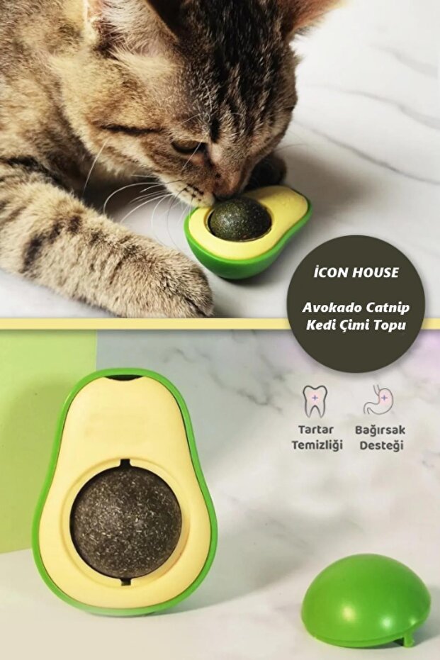 Avocado Shaped Adhesive Cat Grass Avocado Catnip 360 Degree Rotating Catnip Cat Toy - 1