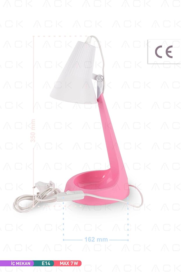 Pc Masa Lambası Pembe Kasa E14 - 5