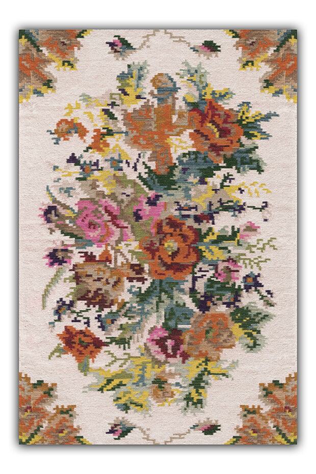 Mira Beige Multicolor Karabakh Ethnic Weaving Floor Carpet Mira 1334