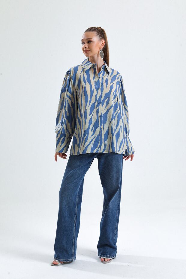 Buttoned Patterned Shirt - 5