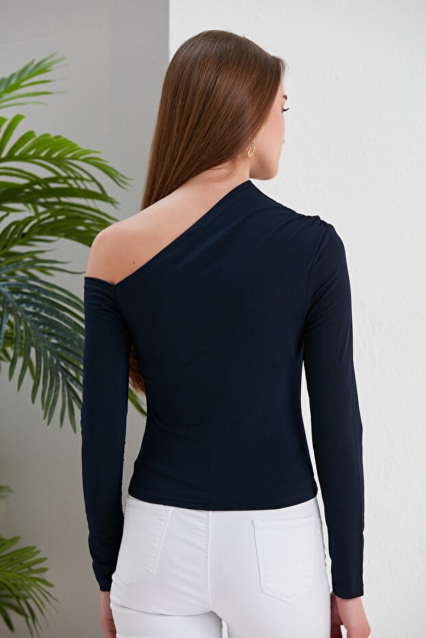 Kadın Açık Omuzlu Sandy Örme Bluz - 5